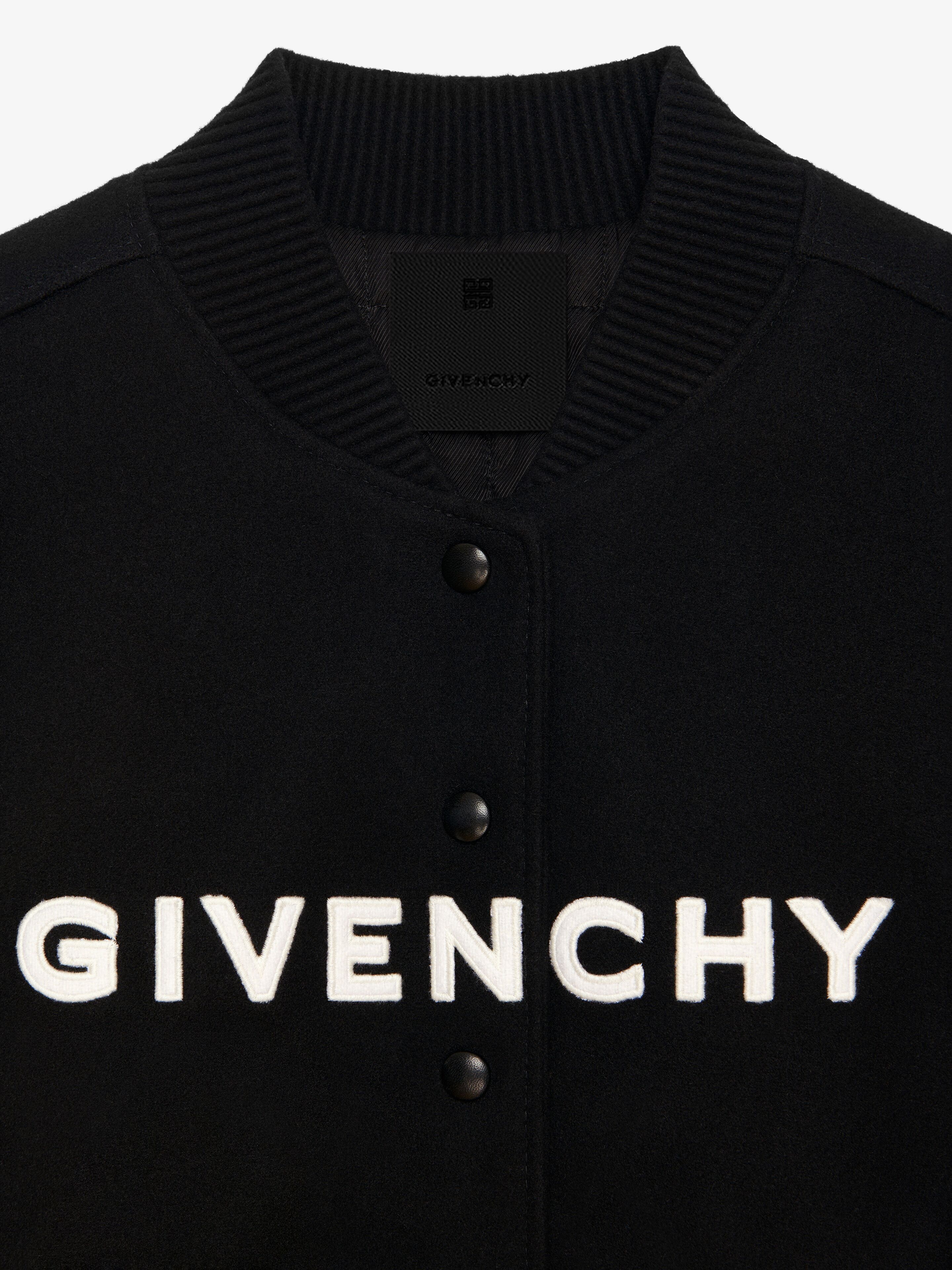 GIVENCHY CROPPED VARSITY JACKET IN WOOL AND LEATHER