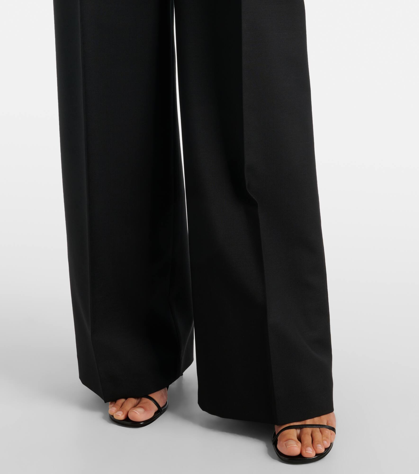 Pleated wool and mohair wide-leg pants - 5