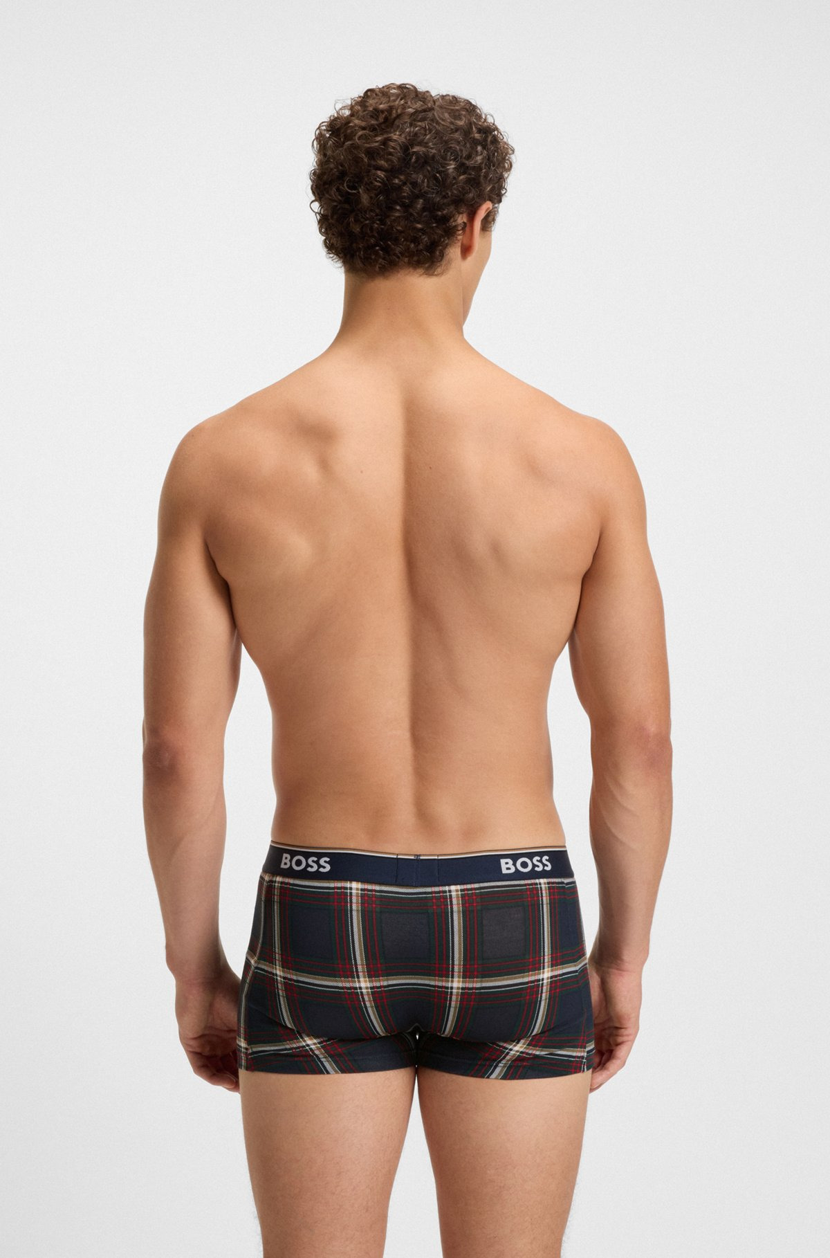 THREE-PACK OF STRETCH-COTTON TRUNKS WITH LOGO WAISTBAND - 3