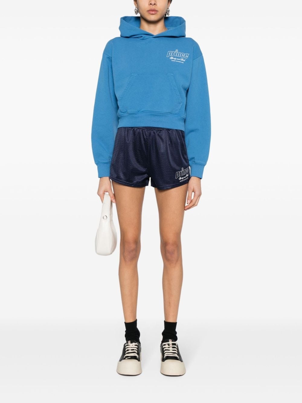logo-printed cropped hoodie - 2