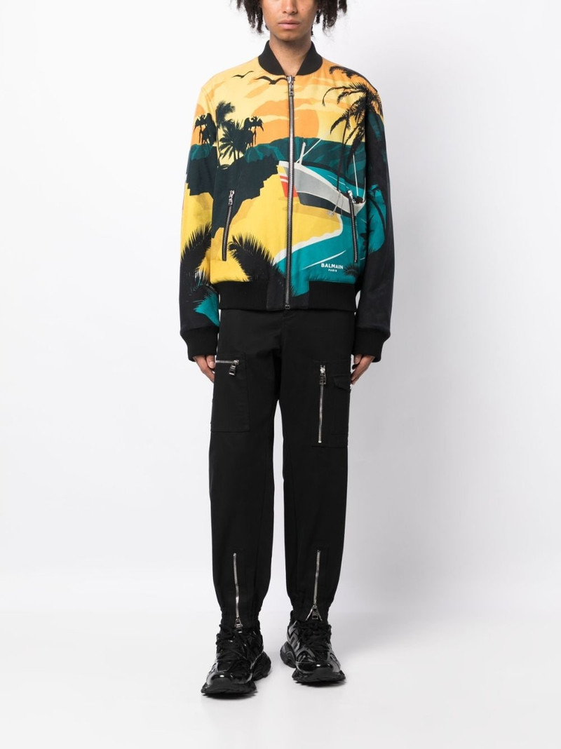 Balmain reversible graphic-print bomber jacket outlook