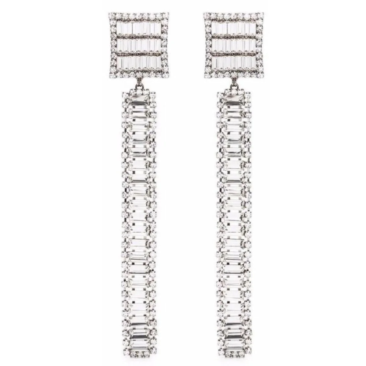Long Crystal-embellished Earrings - 1