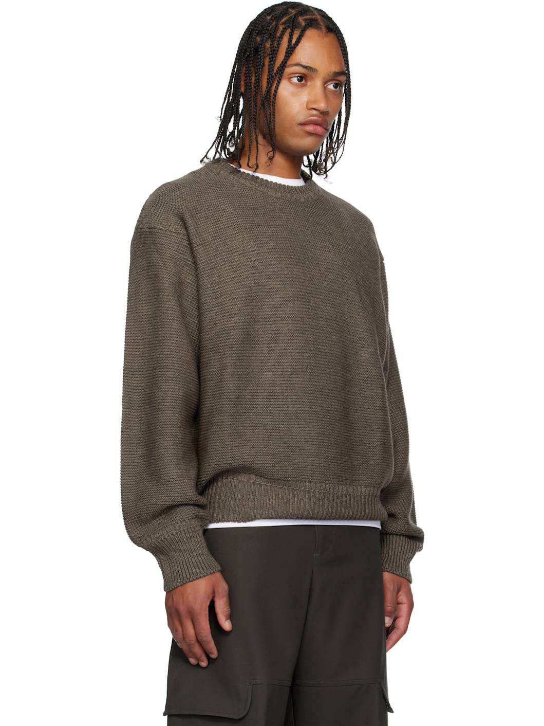 Taupe Mackenzie Knit Wool Sweater - 2