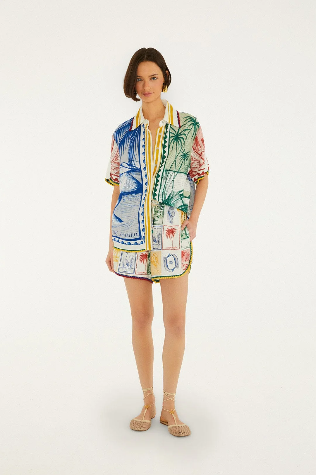 Off-White Brasil Vintage Crochet Lenzing Ecovero Euroflax Shorts - 1