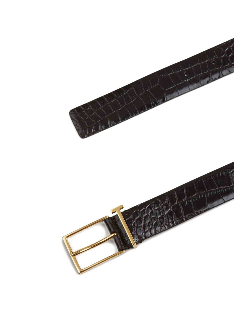 TOM FORD crocodile-effect buckle belt outlook
