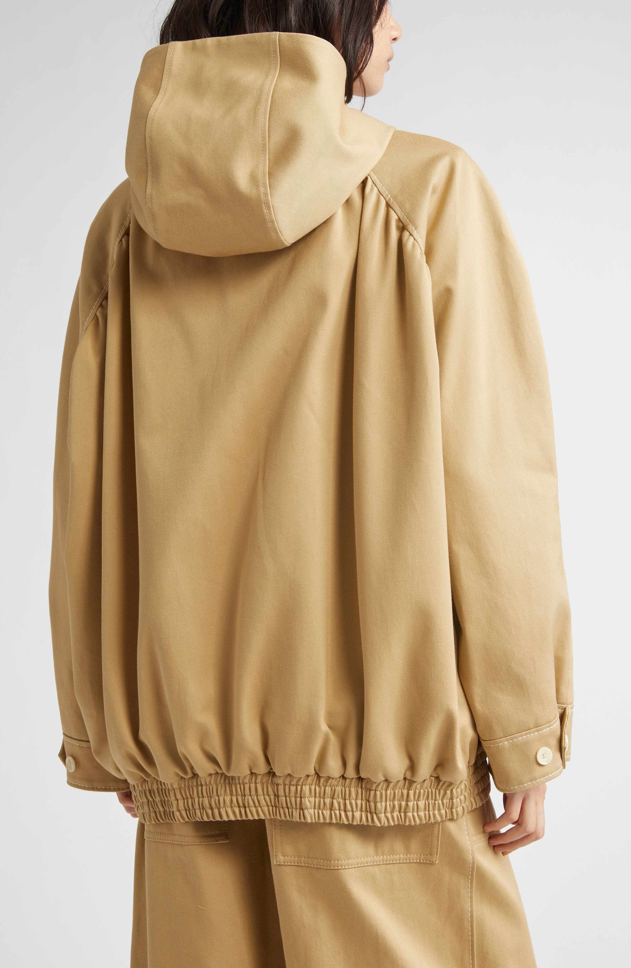 Marni Hooded Floral Embroidered Cotton Drill Bomber Jacket in Cement at Nordstrom - 3