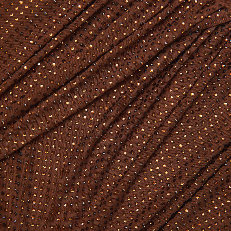 Brown Rhinestone Mesh Cut Out Top 5