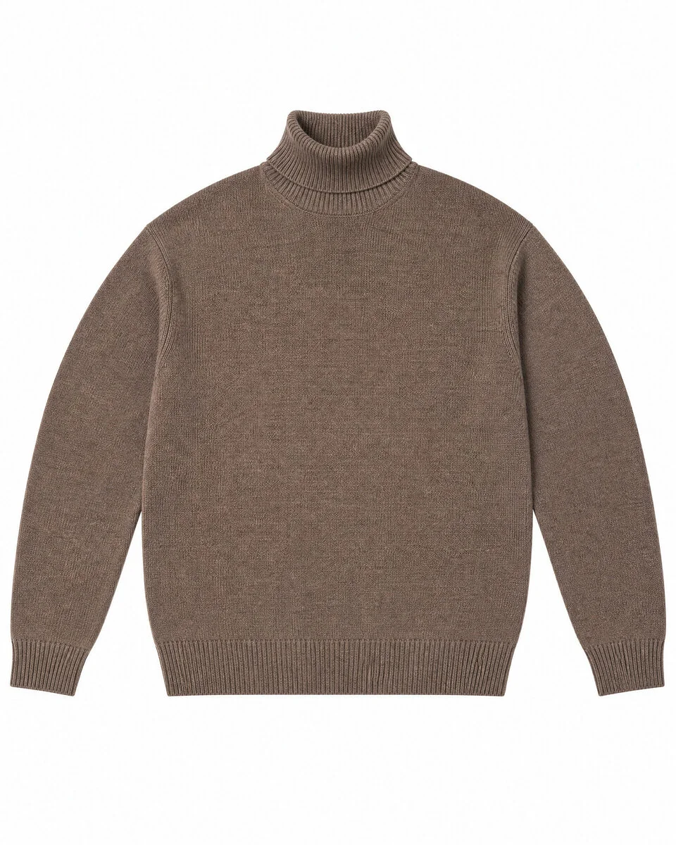 BROWN WOOL TURTLENECK SWEATER - 1