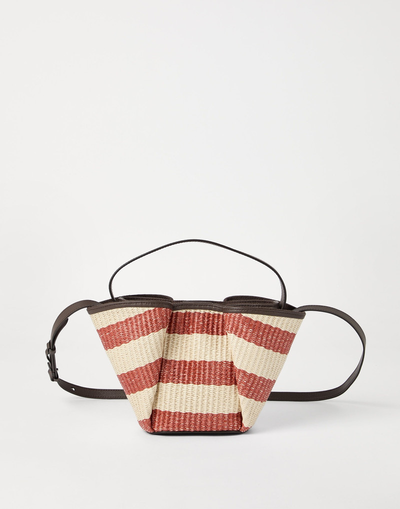 Marina shopper bag in striped techno cotton raffia - 1