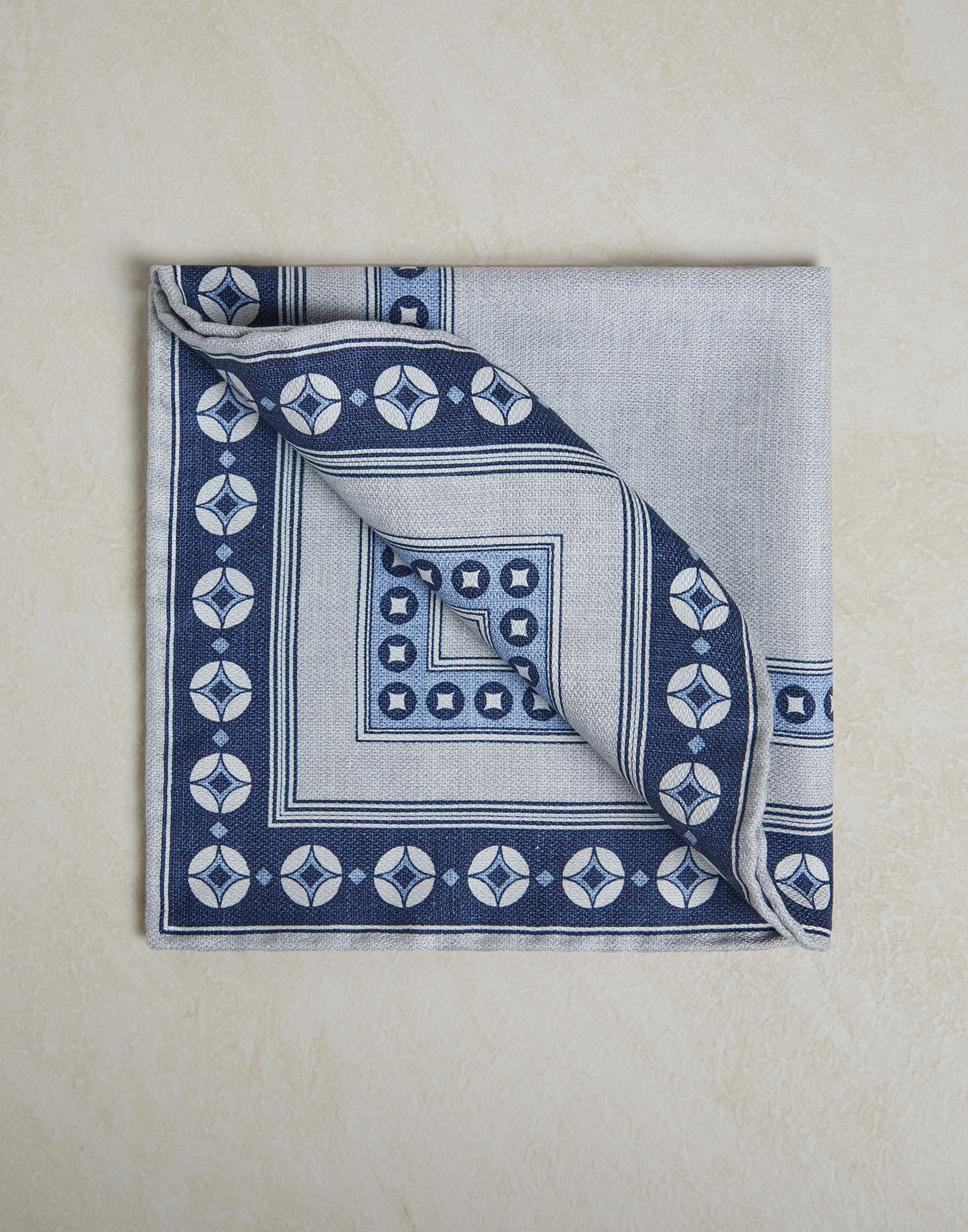 Silk double border pocket square - 1