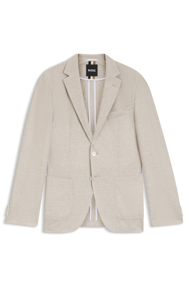 REGULAR-FIT PATTERNED BLAZER WITH LINEN AND COTTON 1