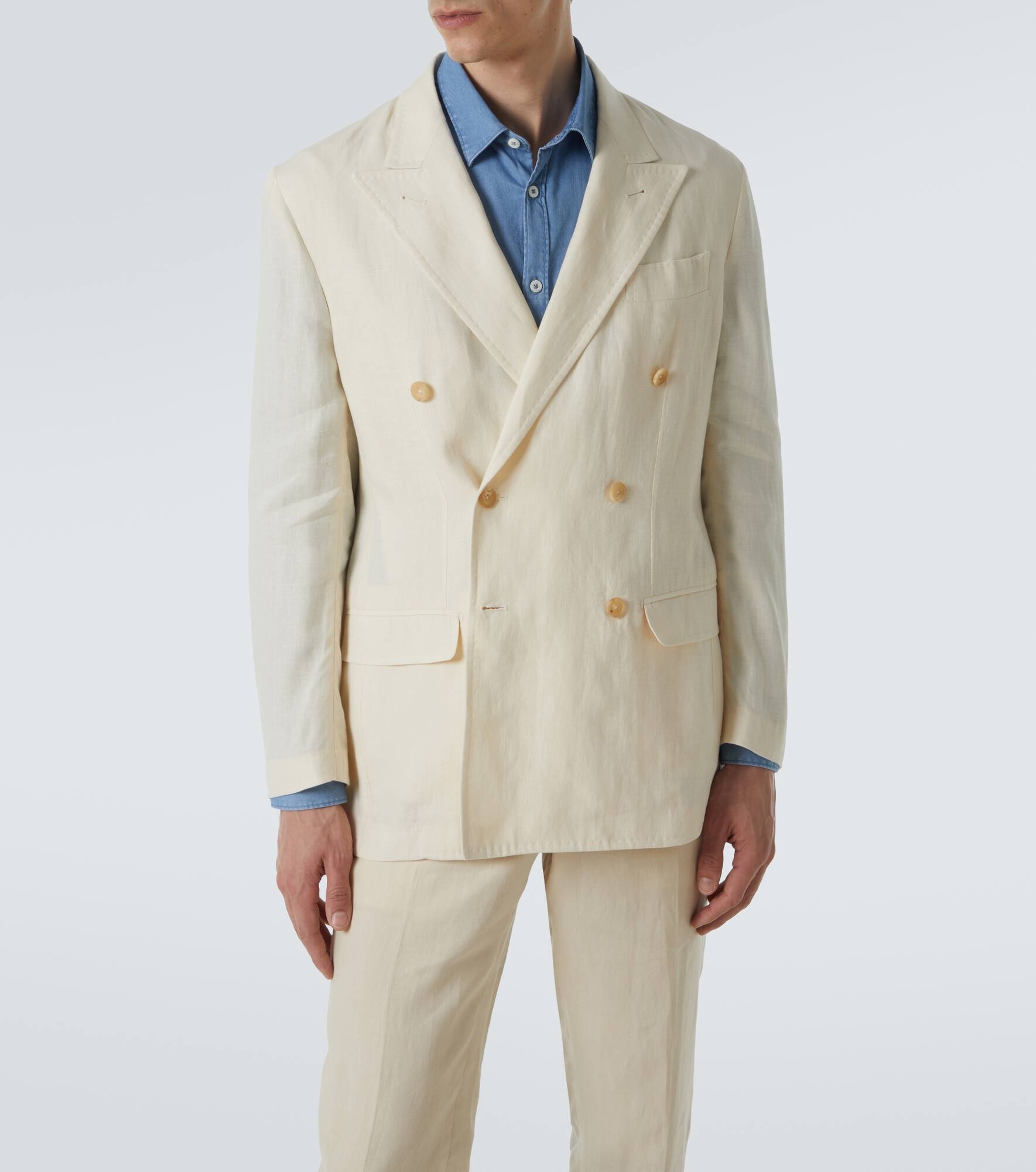 Double-breasted linen blazer - 3