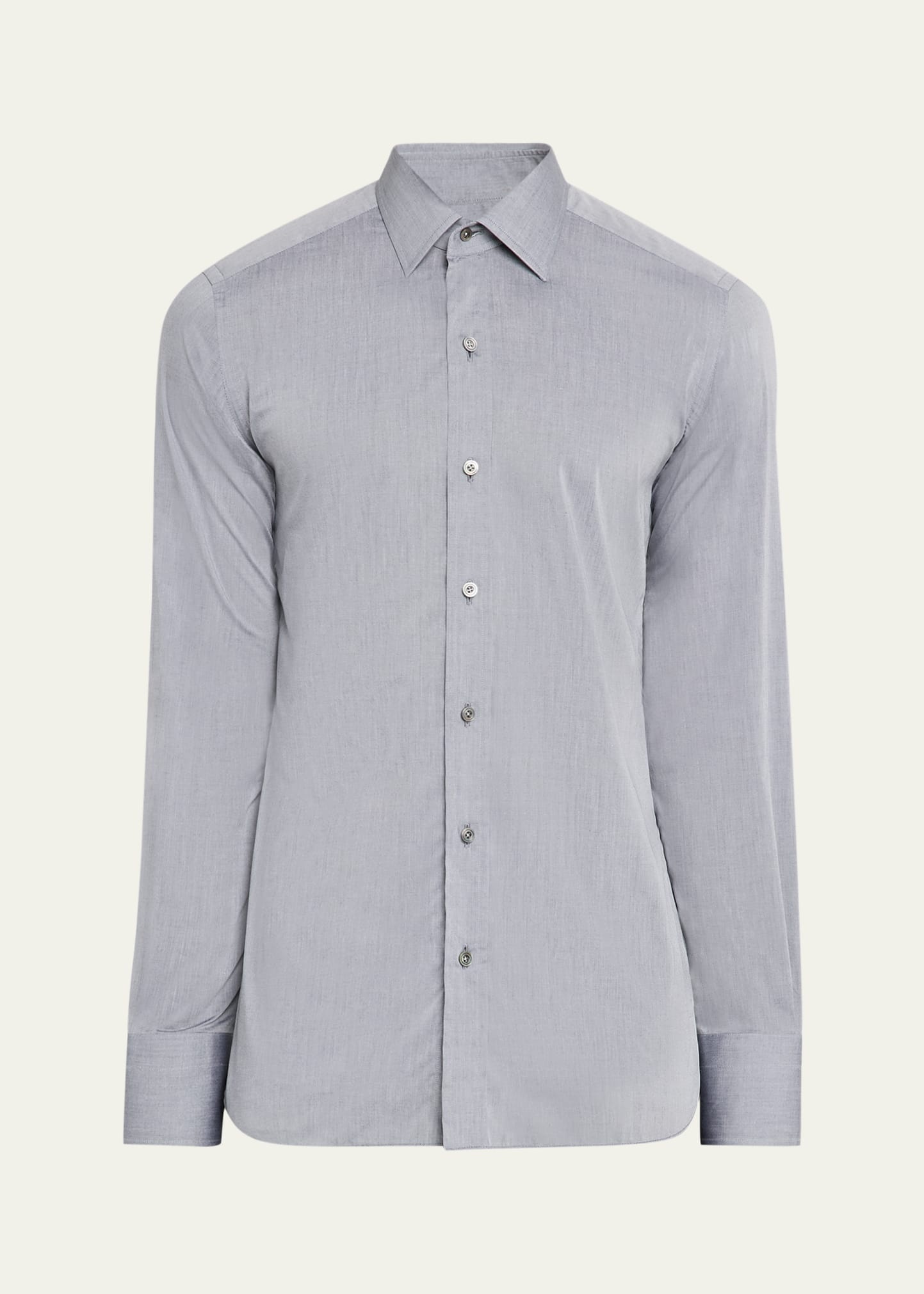 Men's Cotton Chambray Slim-Fit Dress Shirt - 1