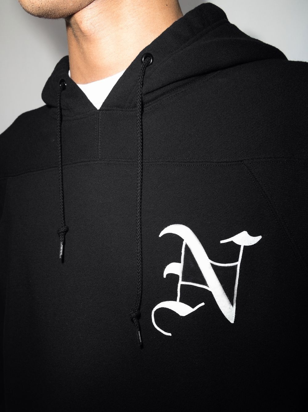 logo-print cotton hoodie - 4