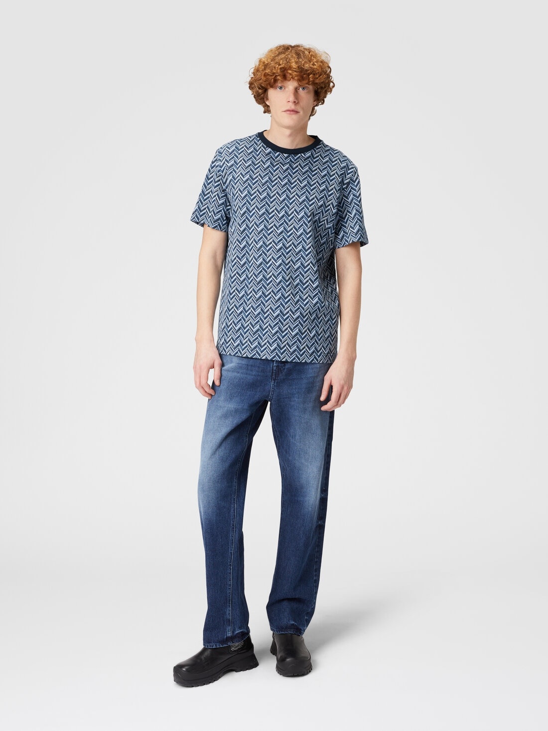 Zig zag jacquard cotton jersey T-shirt - 2