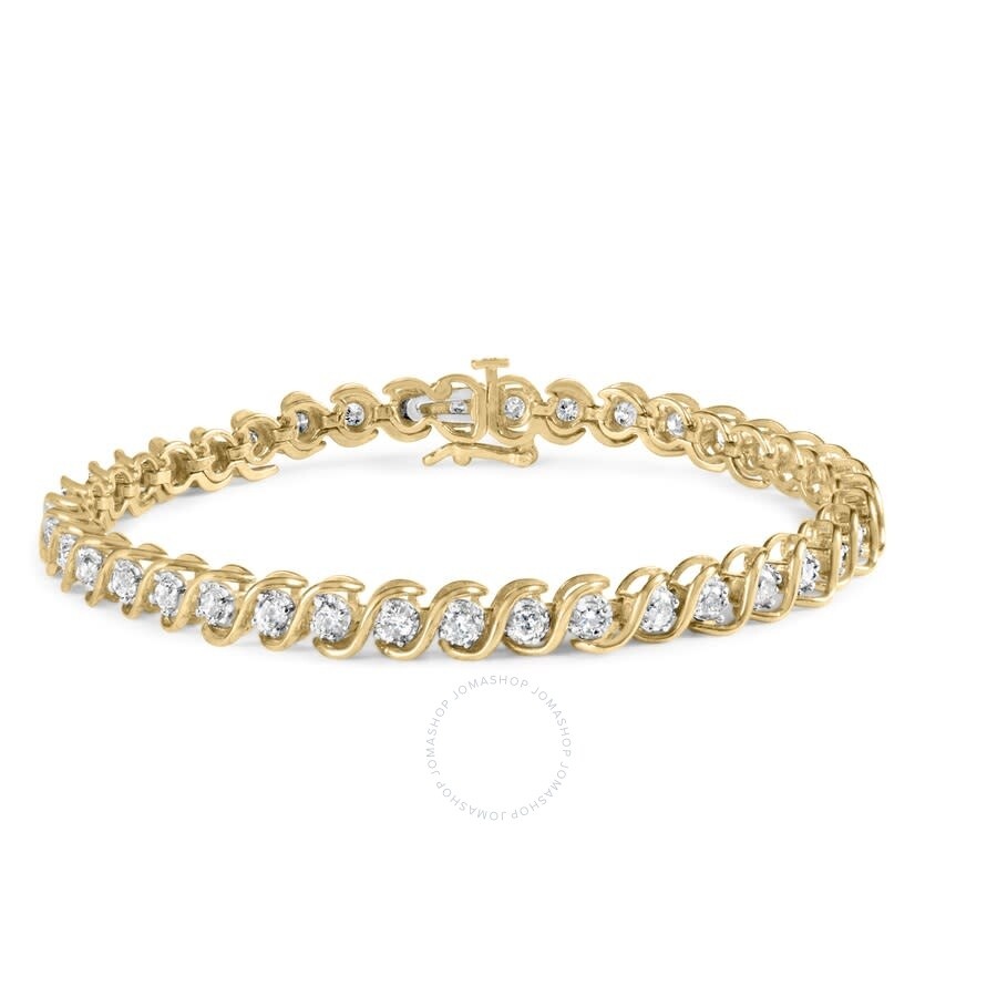 Haus Of Brilliance - Haus of Brilliance 10K Yellow Gold 3 cttw Round-Cut Diamond Spiral Link 7.50" Bracelet (I-J Color, I - 1