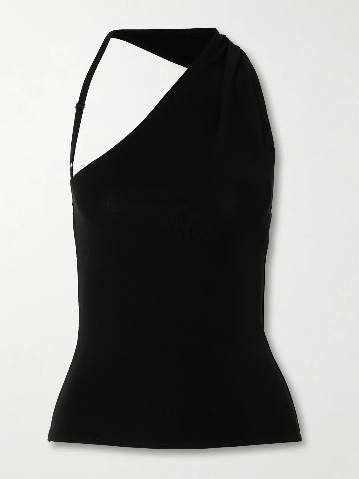 Asymmetric Cutout Stretch-crepe Tank - 1