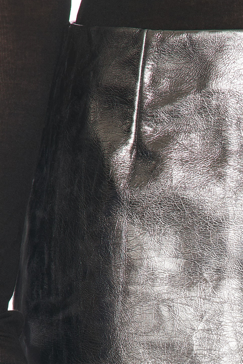 RENGGLI Foil Leather Skirt in Gunmetal outlook