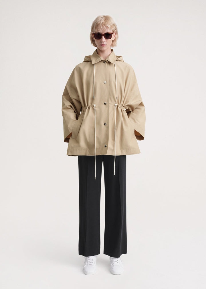 Hooded cotton-nylon parka trench beige - 2