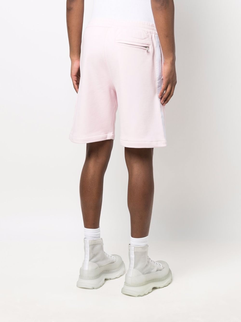 side-stripe cotton track shorts - 4