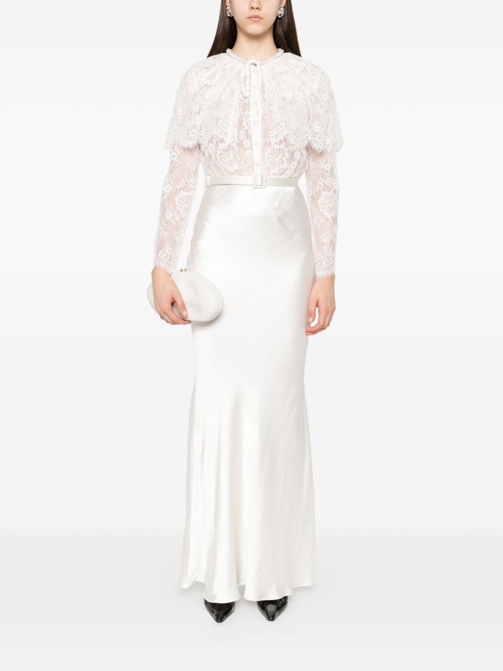 lace-panel satin maxi dress - 2