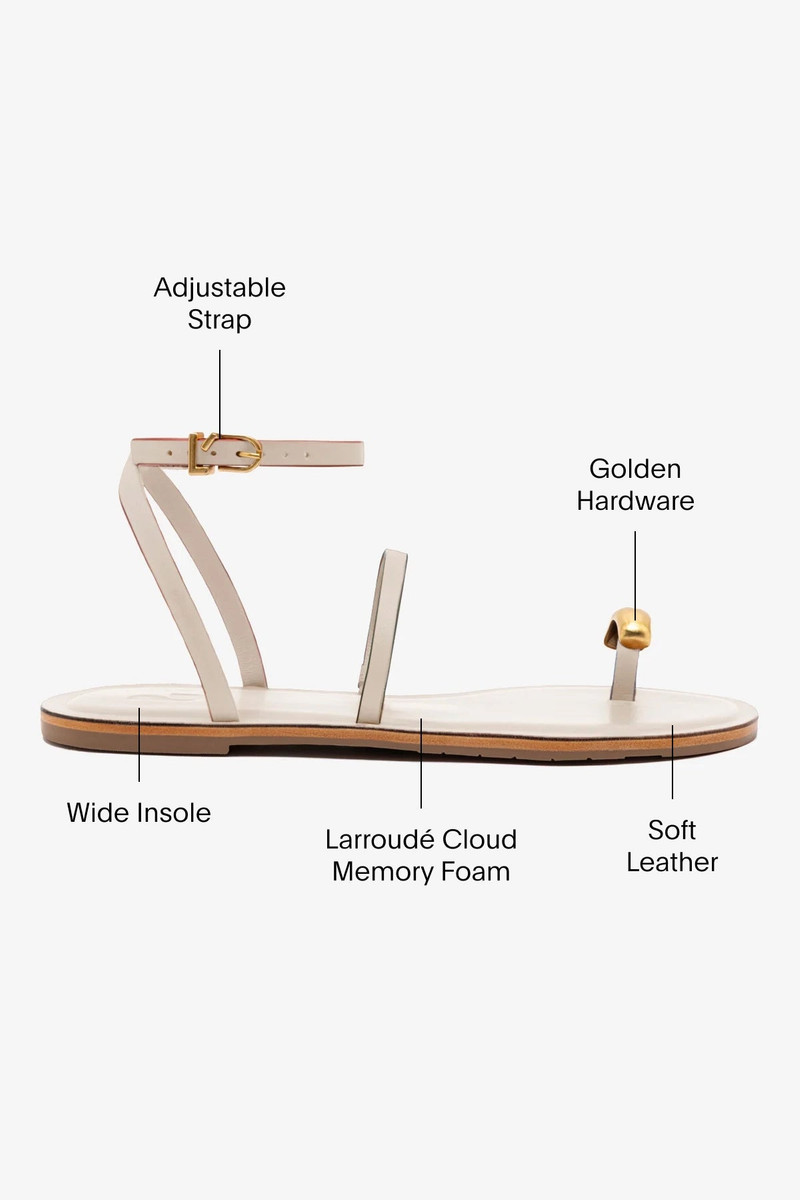 Biarritz Flat Sandal In Ivory Leather 5