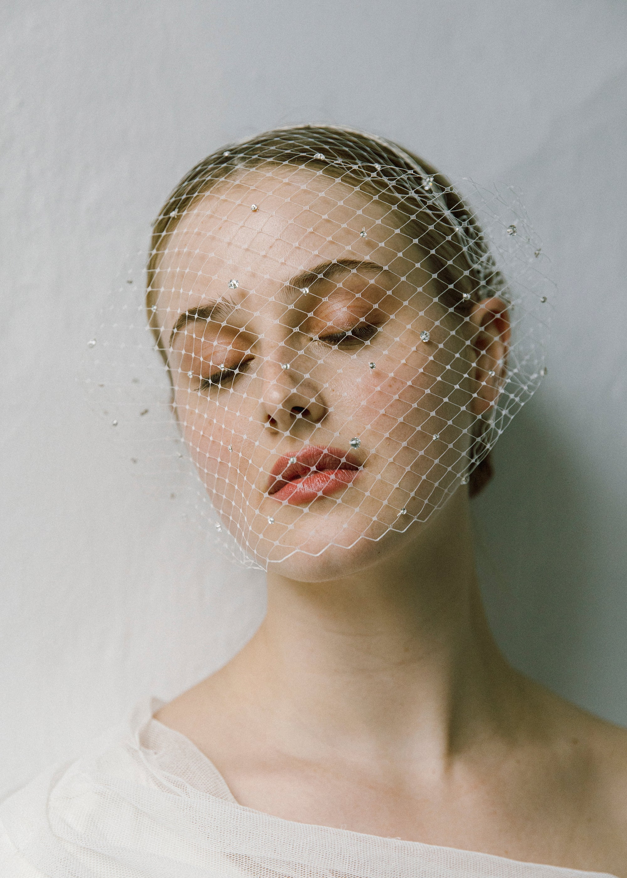 Voilette Headband with Scattered Crystals - 3