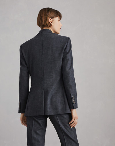 Brunello Cucinelli Comfort virgin wool grisaille blazer with precious flower crest outlook