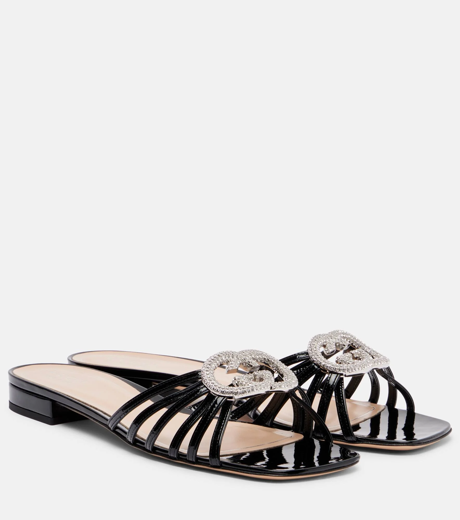 Alicia Interlocking G patent leather mules - 1
