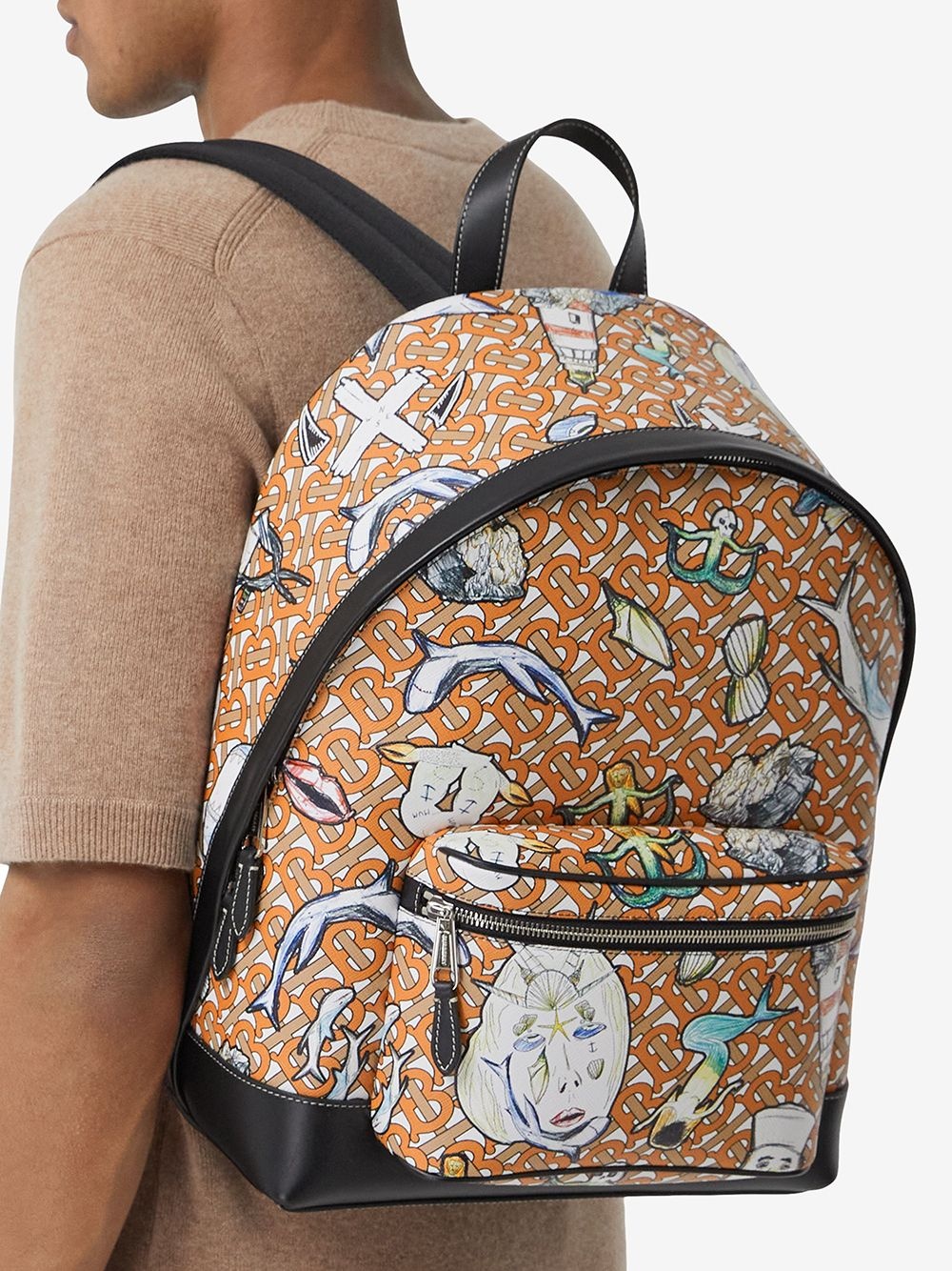 marine-print E-canvas backpack - 6