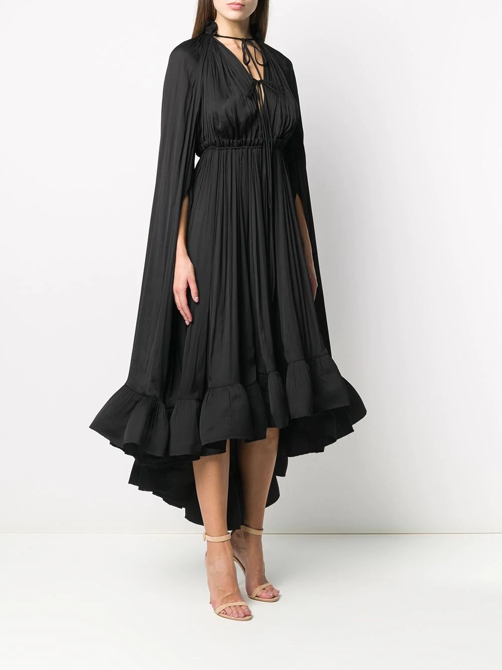 long long-sleeved ruffle gown - 3