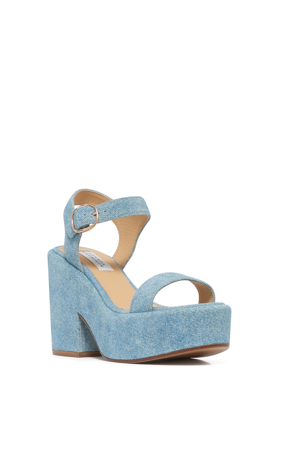 Iman Platform Sandal in Light Blue Suede Denim - 2