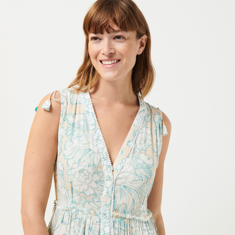 Women Maxi Dress Hidden Fishes - Vilebrequin x Poupette St Barth 5