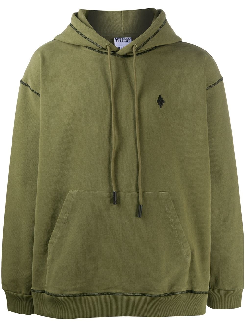 embroidered cross logo hoodie - 1