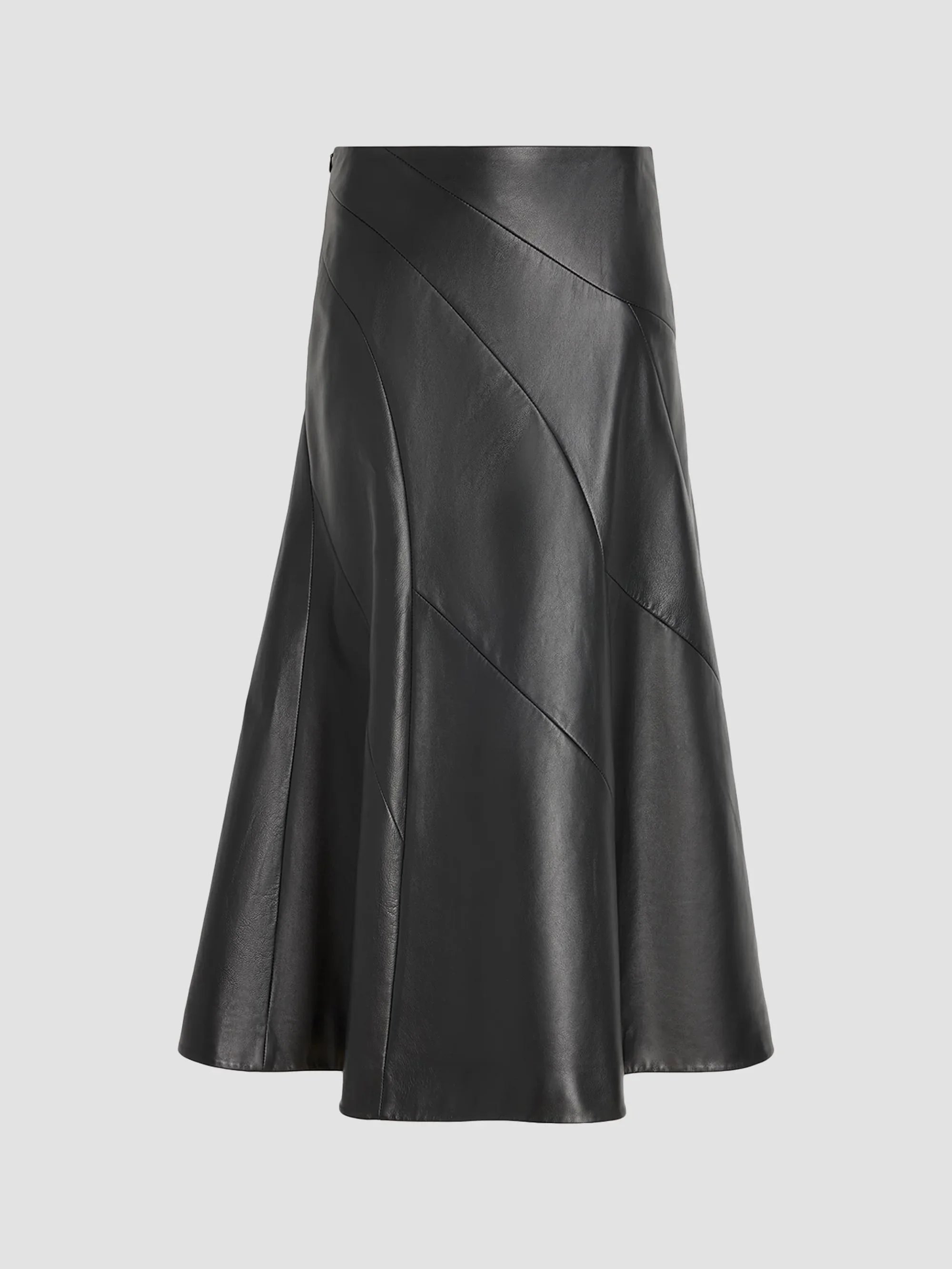 Women's Kenza Leather A-Line Midi Skirt - Black - 1