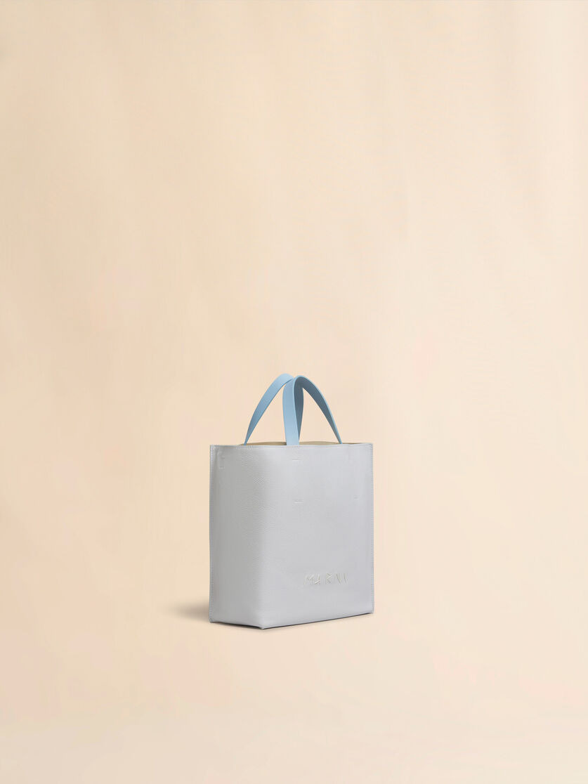 MUSEO SOFT MINI BAG IN GREY BEIGE AND BLUE LEATHER WITH MARNI MENDING - 5
