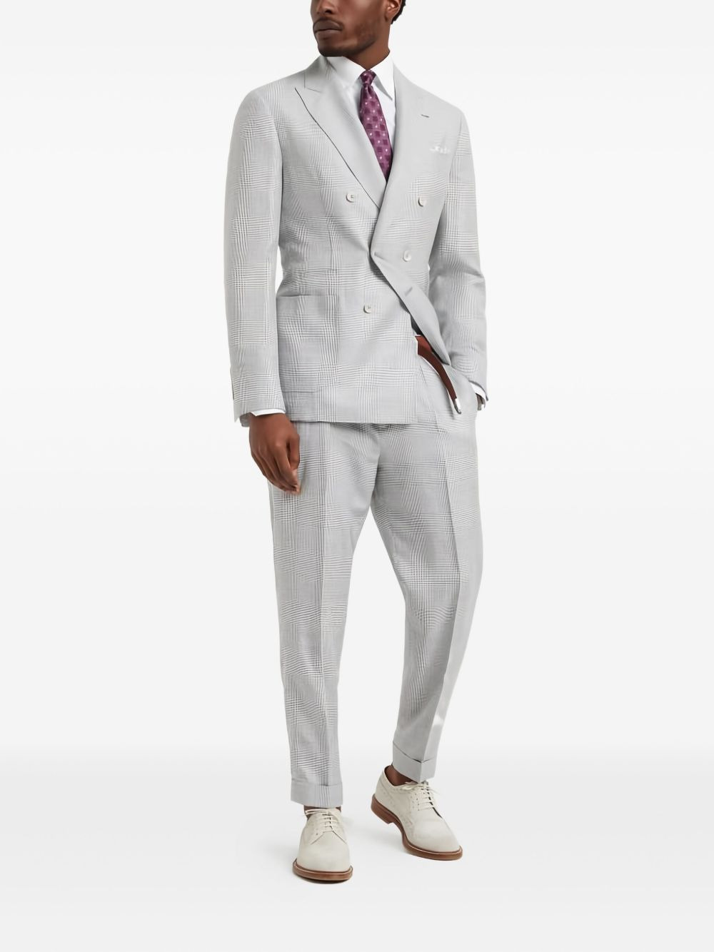 pleated check-pattern trousers - 2
