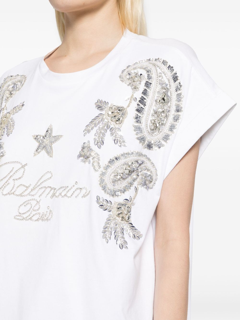 crystal-embellished cotton T-shirt - 5