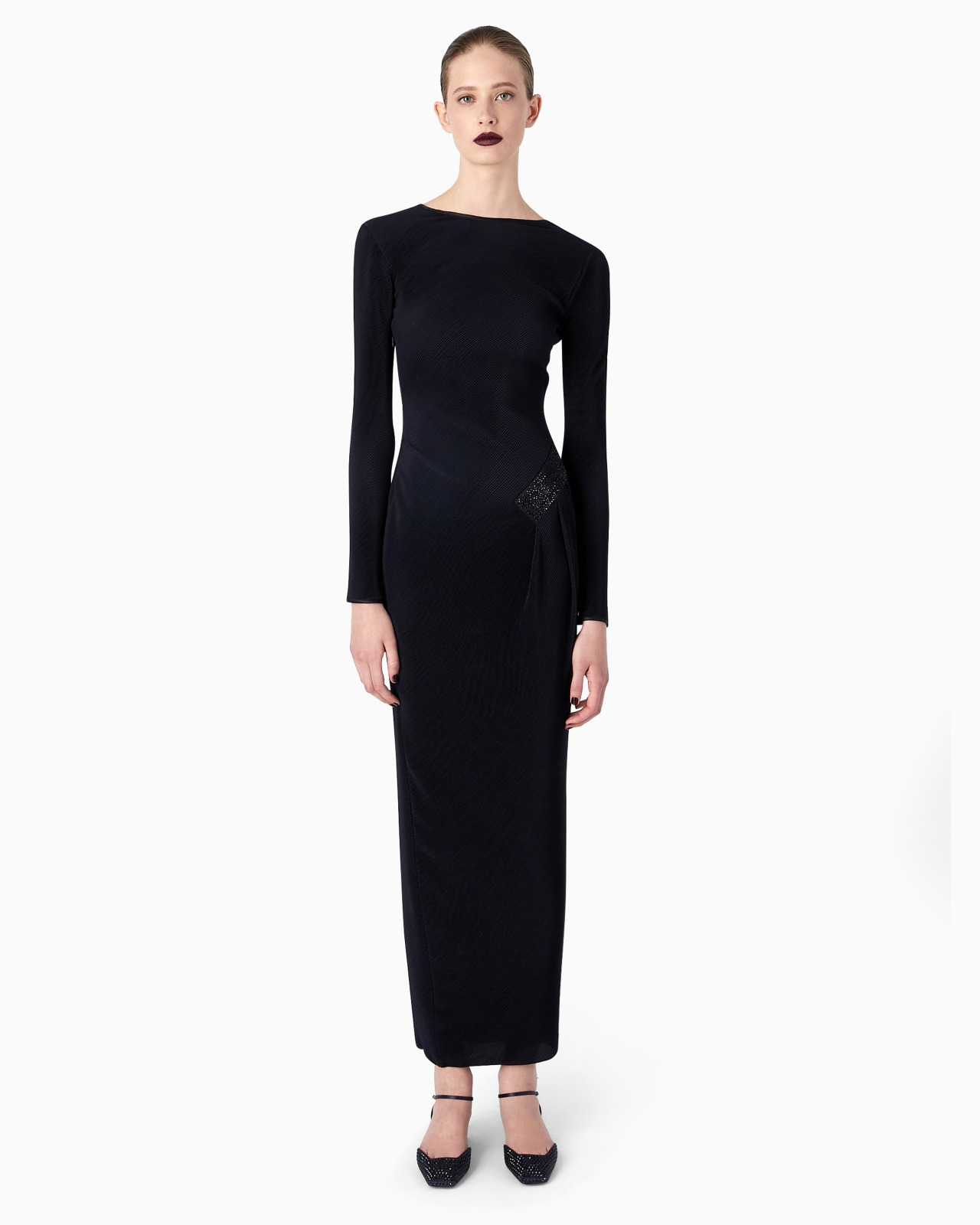 Long dress in pleated stretch jersey - 2