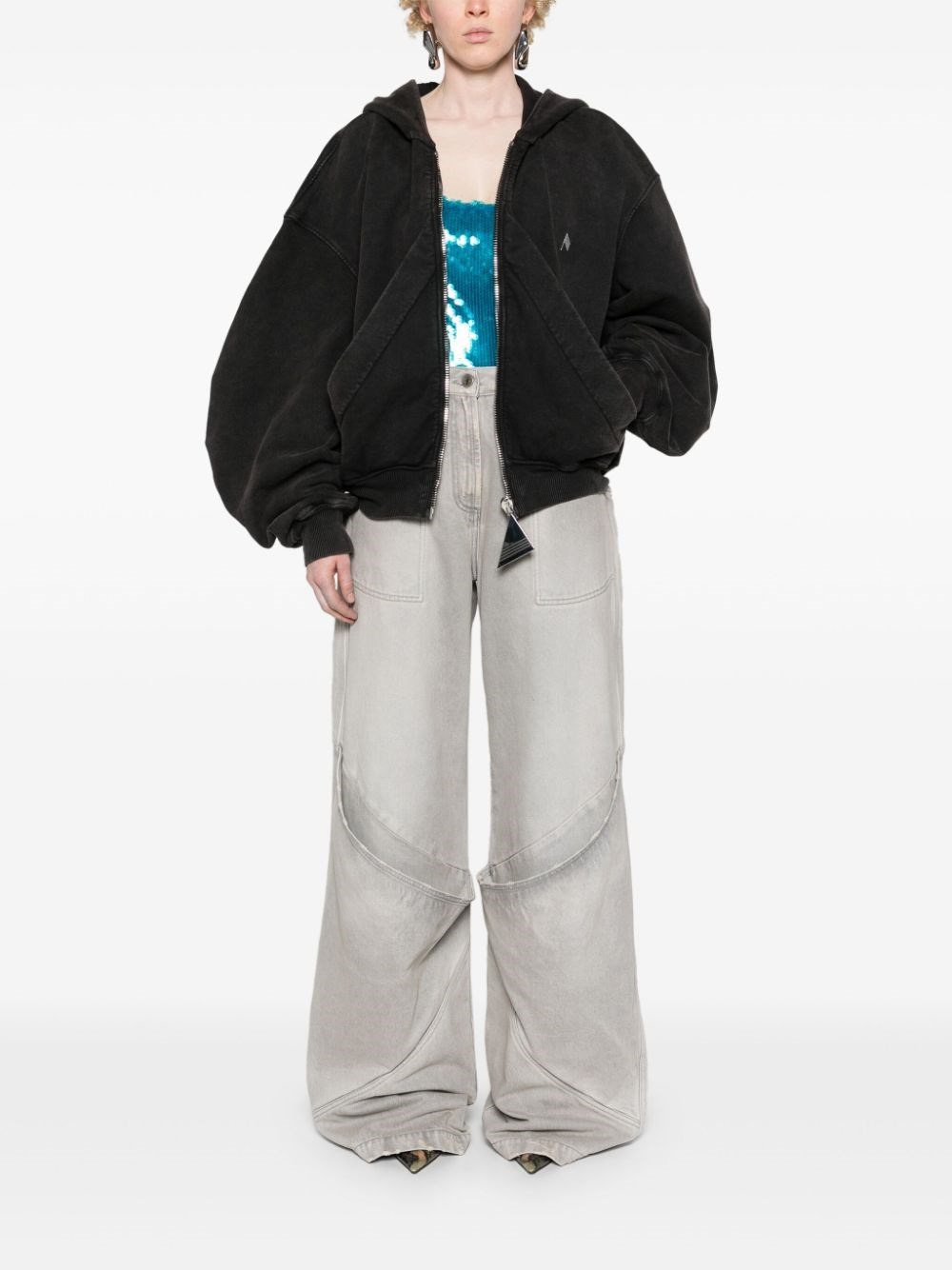 Wide-leg denim cotton jeans - 4