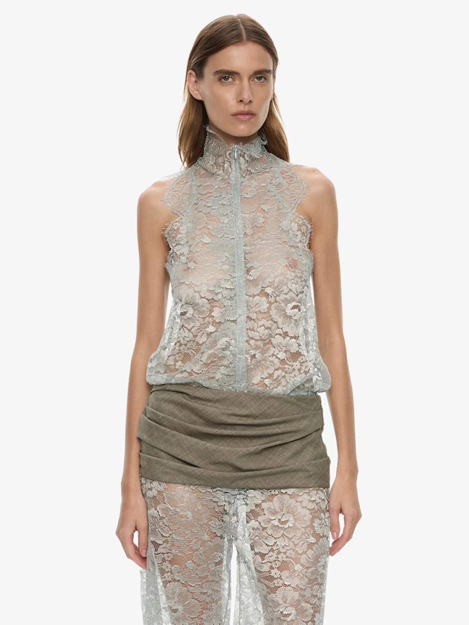 Moonlit Patina Lace Zipped One Piece - 1