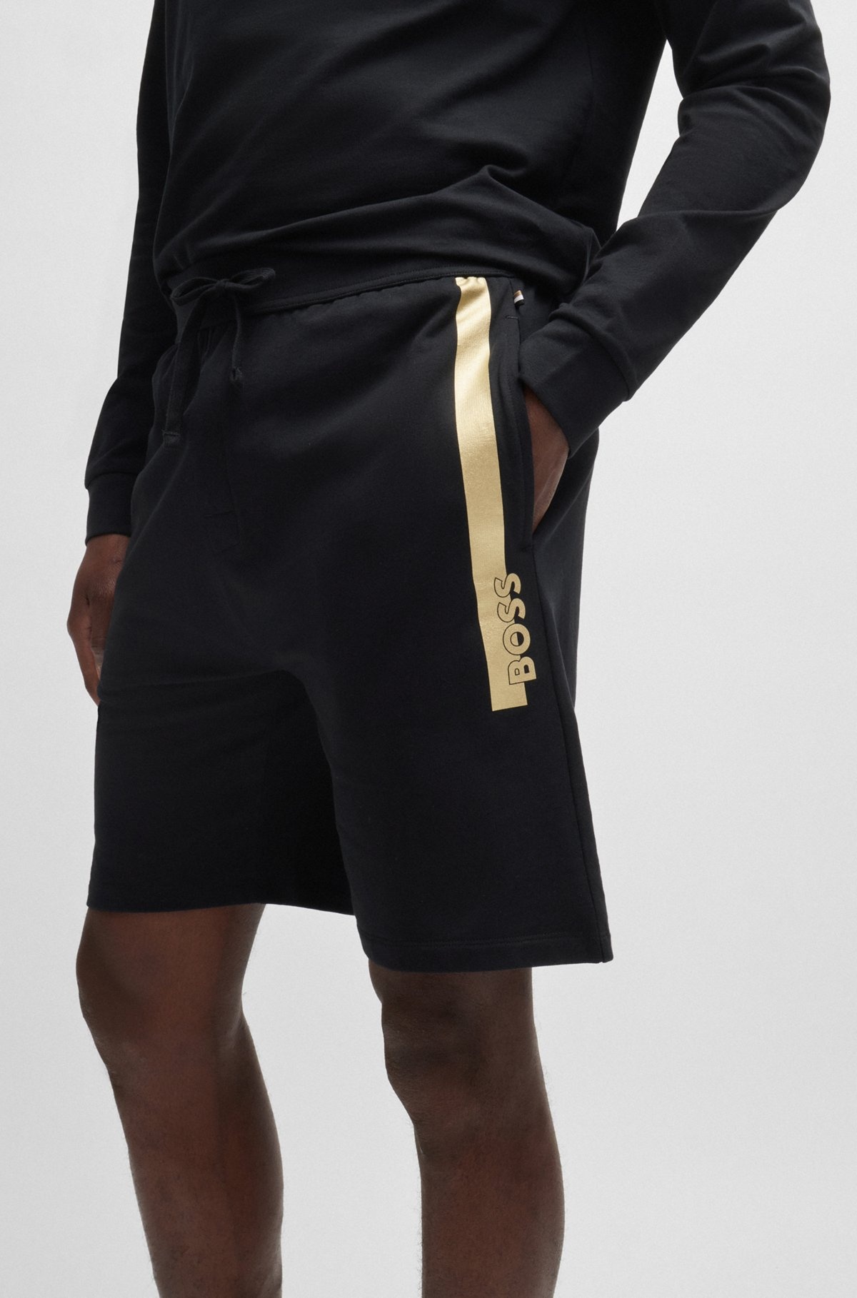 COTTON-TERRY SHORTS WITH METALLIC LOGO - 5