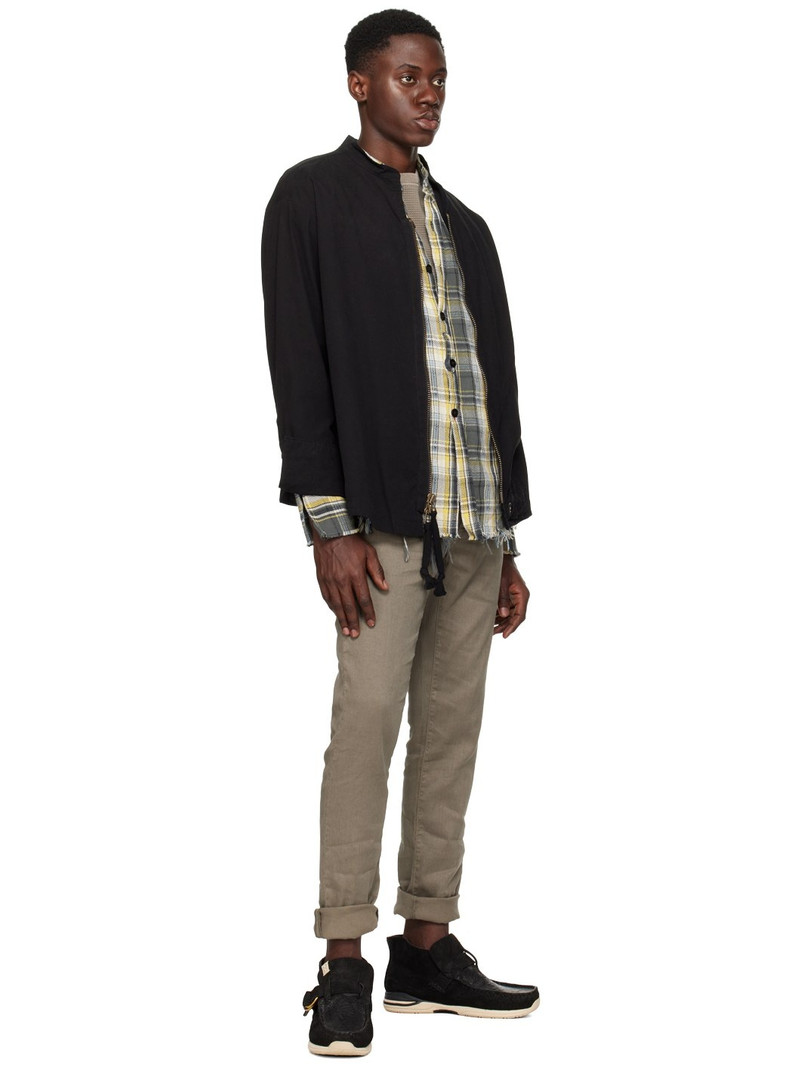 Greg Lauren raw-cut hem plaid 코튼 셔츠 outlook