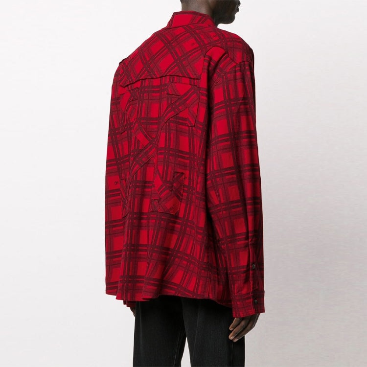 Off-White SS20 Back Arrows Sketch Mens Plaid Shirts Red Black OMGA098S20H480202000 - 3