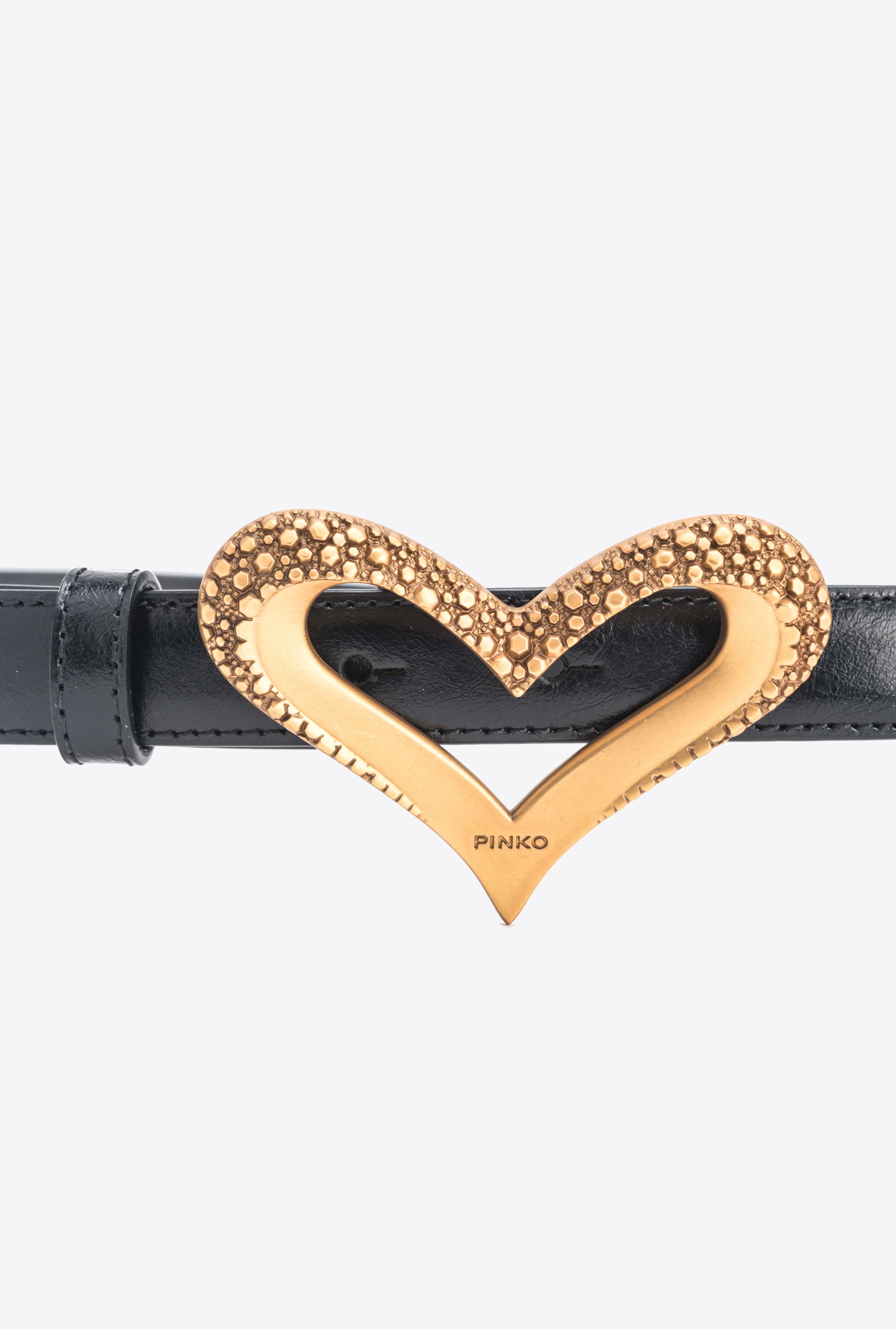 THIN VINTAGE LEATHER HEART BELT 2CM - 2