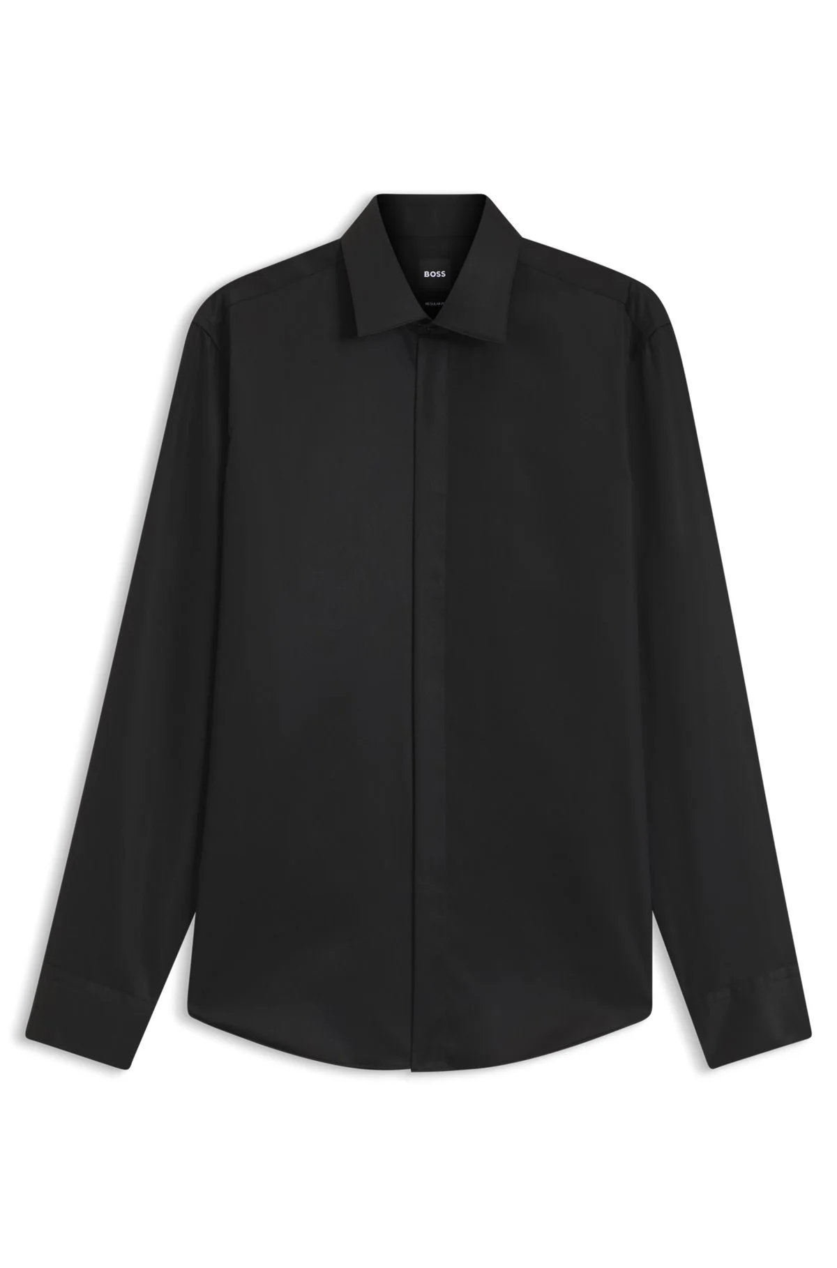 REGULAR-FIT DRESS SHIRT IN SATIN-FINISH LINEN - 1