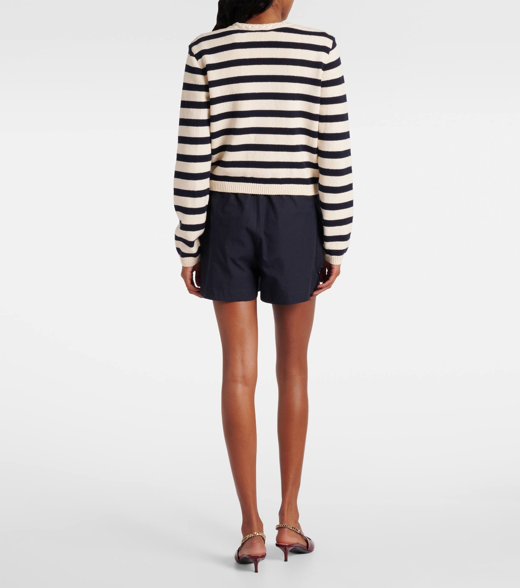 Harbor striped cotton-blend cardigan - 3