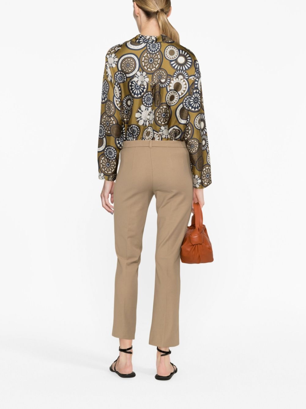 cropped cotton-blend trousers - 3