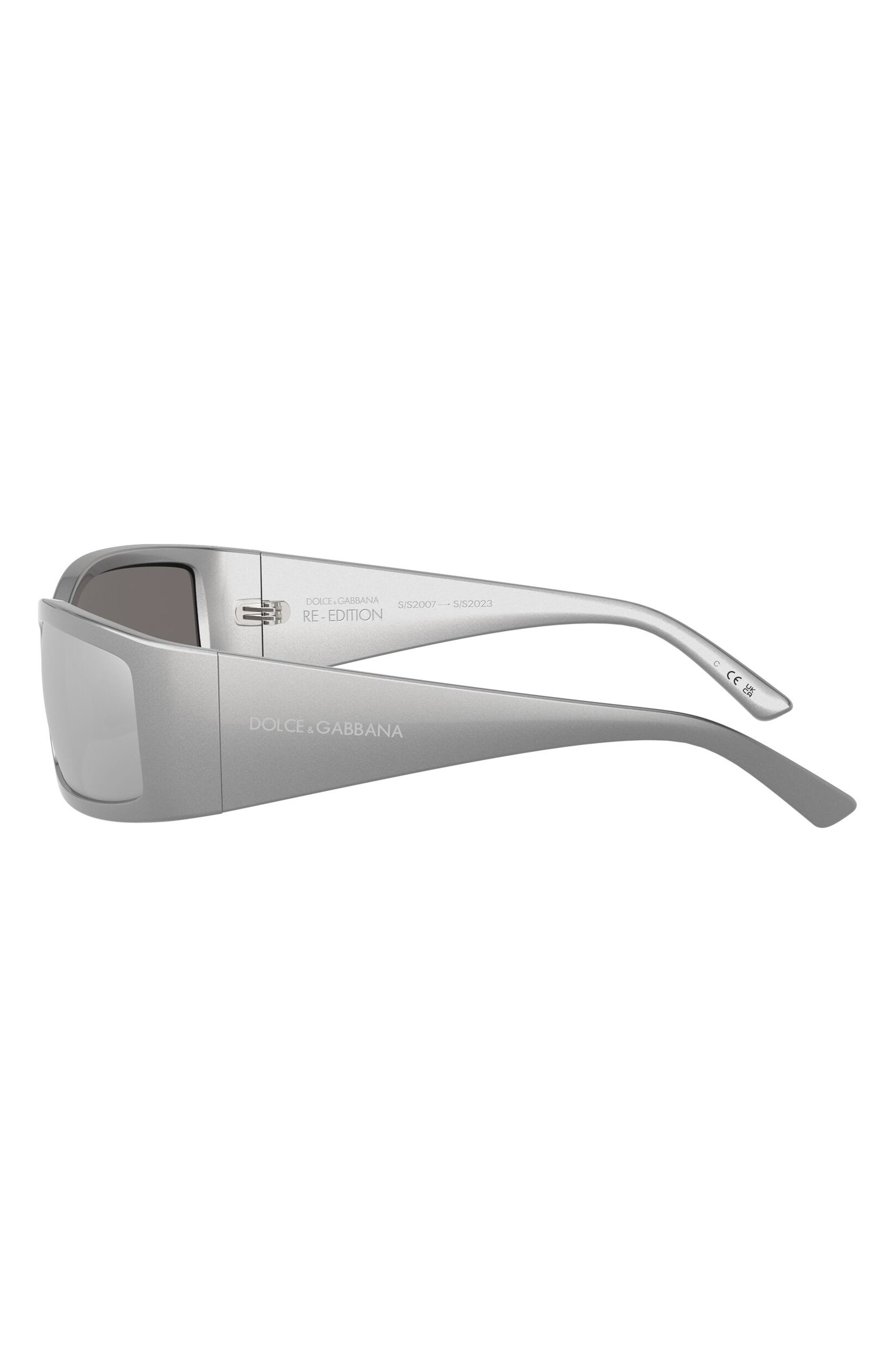 Dolce&Gabbana 61mm Polarized Rectangular Sunglasses in Metallic Grey at Nordstrom - 3