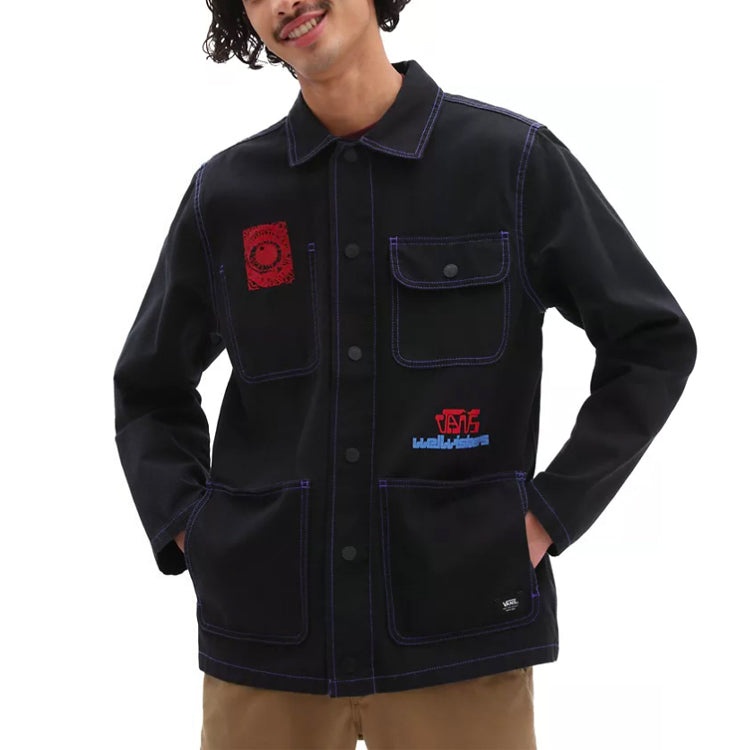 Men's Vans Funny Pattern Multiple Pockets Jacket Black VN0A3WF140C - 4